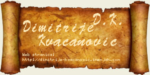 Dimitrije Kvačanović vizit kartica